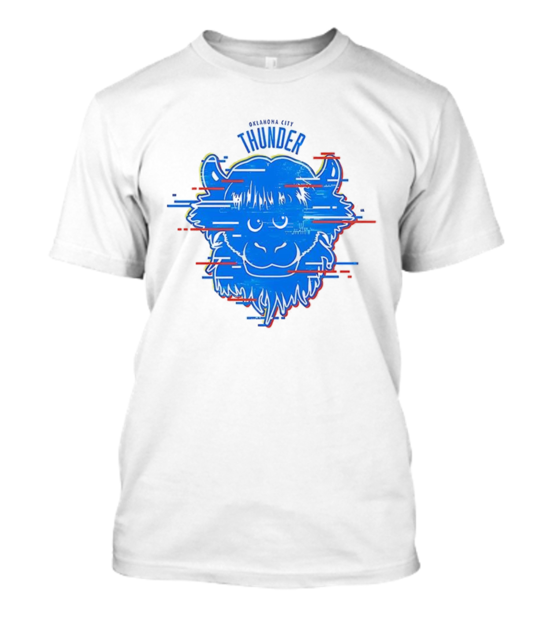OKC Thunder Rumble Glitch Blue Buffalo Graphic T-Shirt