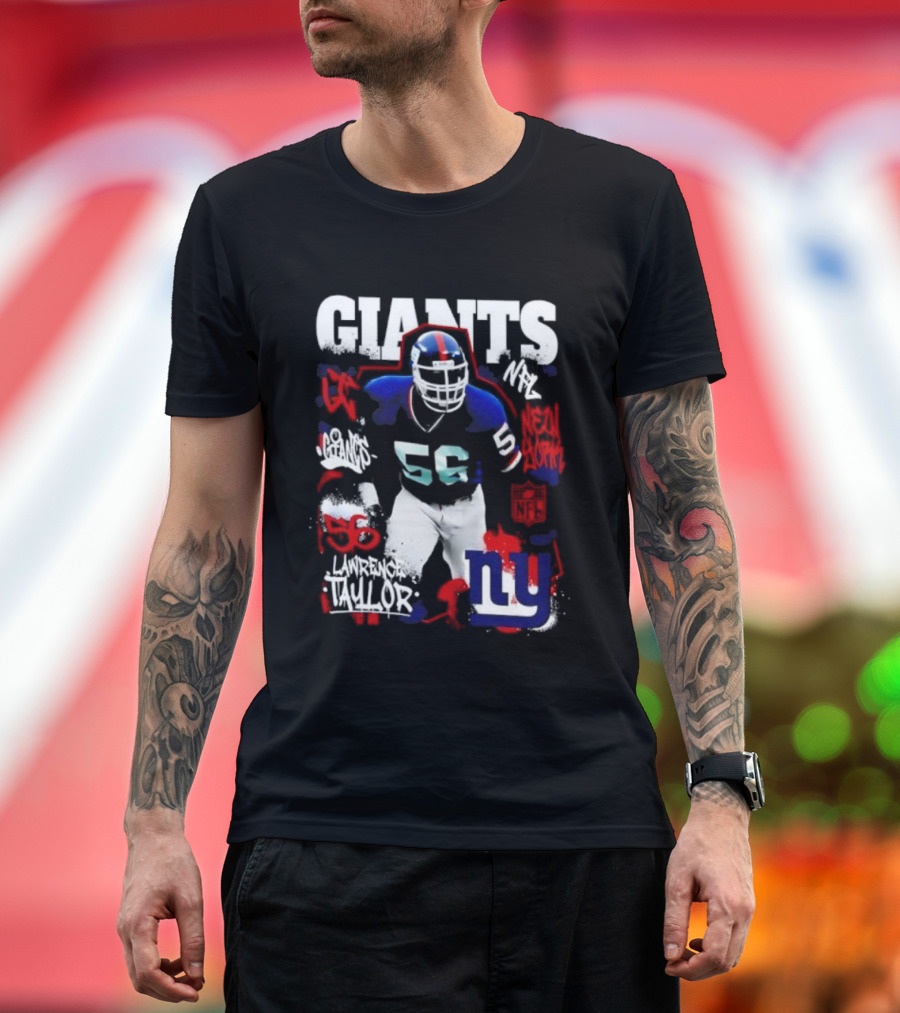 New York Giants Lawrence Taylor 56 Star Player NY Football Legends T-Shirt