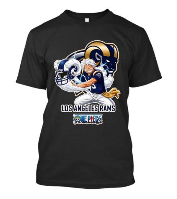 Los Angeles Rams One Piece Luffy Crossover 2026 Collaboration T-Shirt