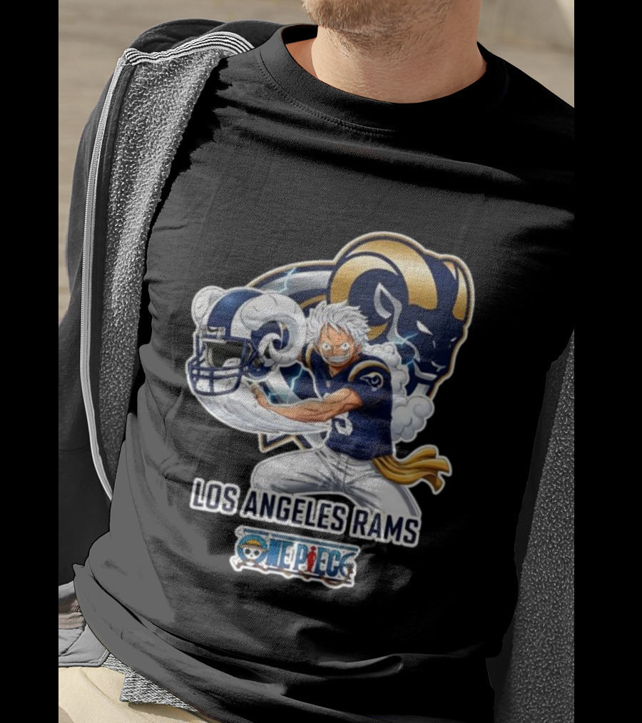 Los Angeles Rams One Piece Luffy Crossover 2026 Collaboration T-Shirt