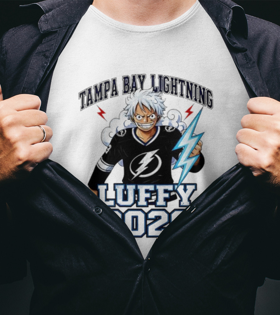 Tampa Bay Lightning Luffy 2026 One Piece Crossover T-Shirt