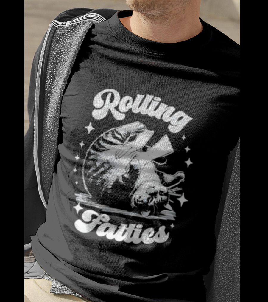 Rolling Fatties Retro Funny Cat Meme Vintage Sarcastic Humor T-Shirt