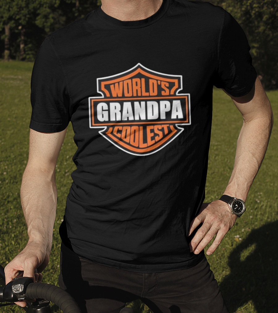 Retro World's Coolest Grandpa Badge Style T-Shirt