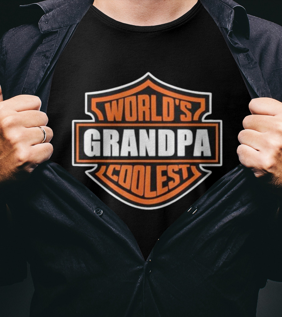 Retro World's Coolest Grandpa Badge Style T-Shirt