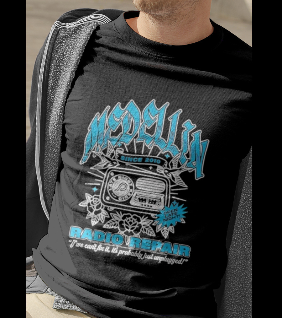 Medellin Radio Repair For One Night You Can Feel The Music T-Shirt