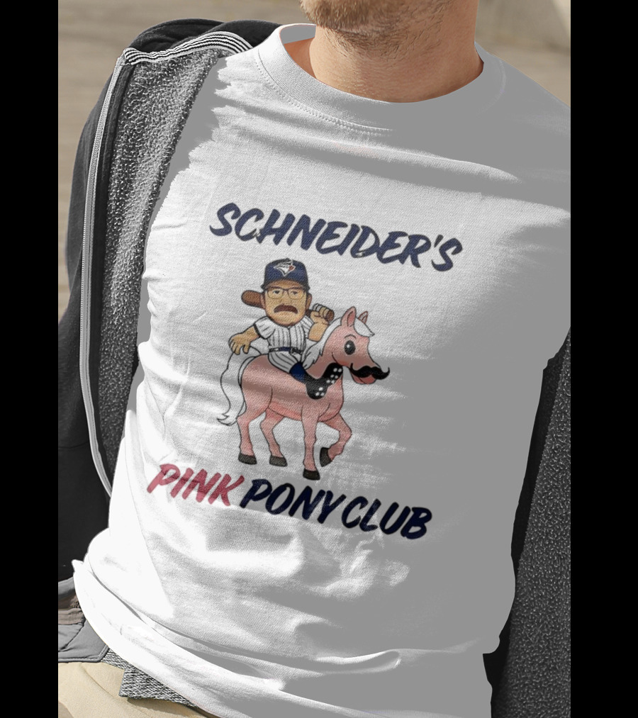 Schneider's Pink Pony Club Mustache Horse Cartoon T-Shirt