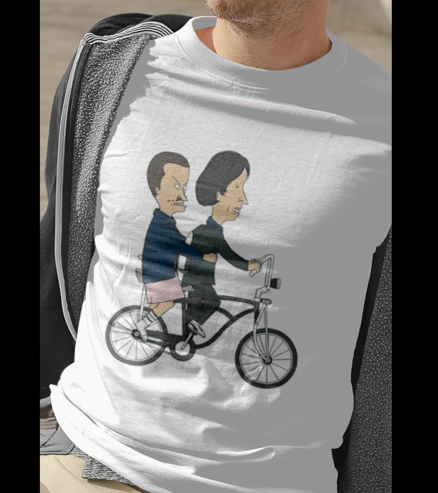Eleven And Mike Cycling In Beavis And Butt-Head Style Fusion T-Shirt
