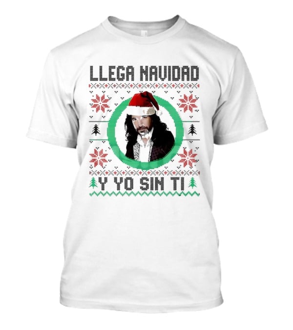 Llega Navidad Y Yo Sin Ti Ugly Christmas Festive Music Lover T-Shirt