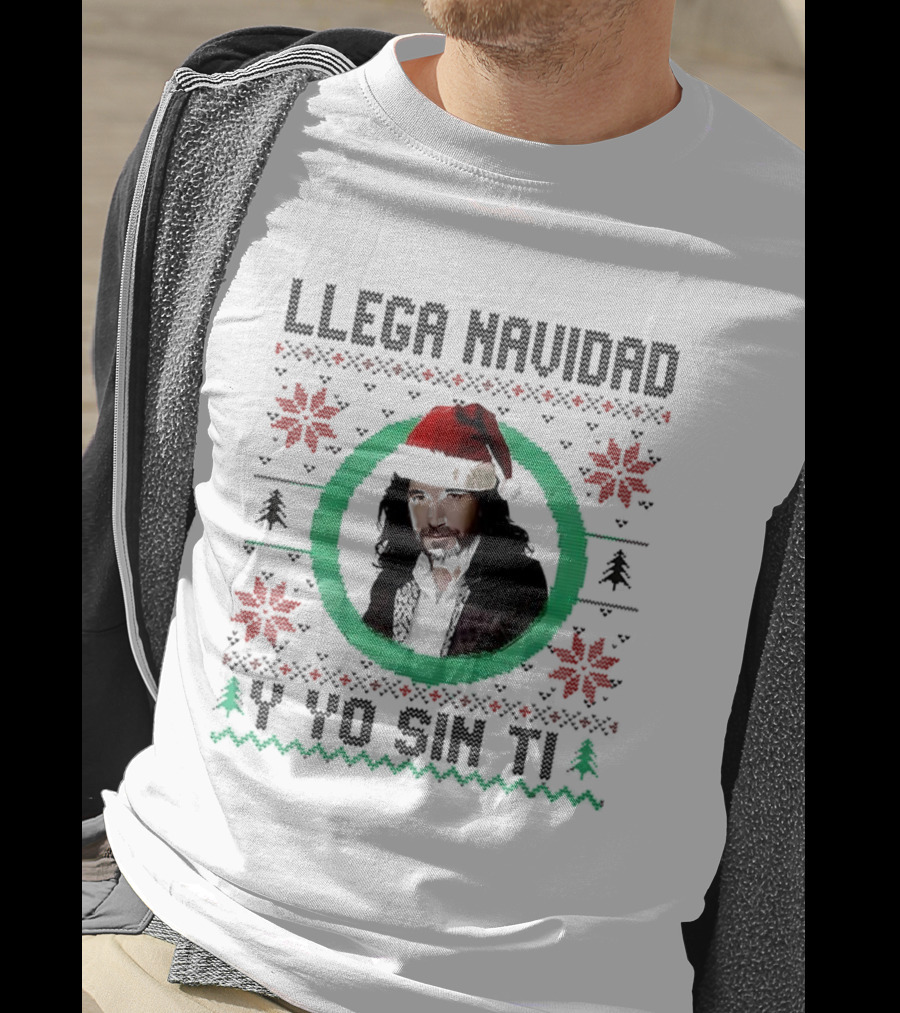 Llega Navidad Y Yo Sin Ti Ugly Christmas Festive Music Lover T-Shirt