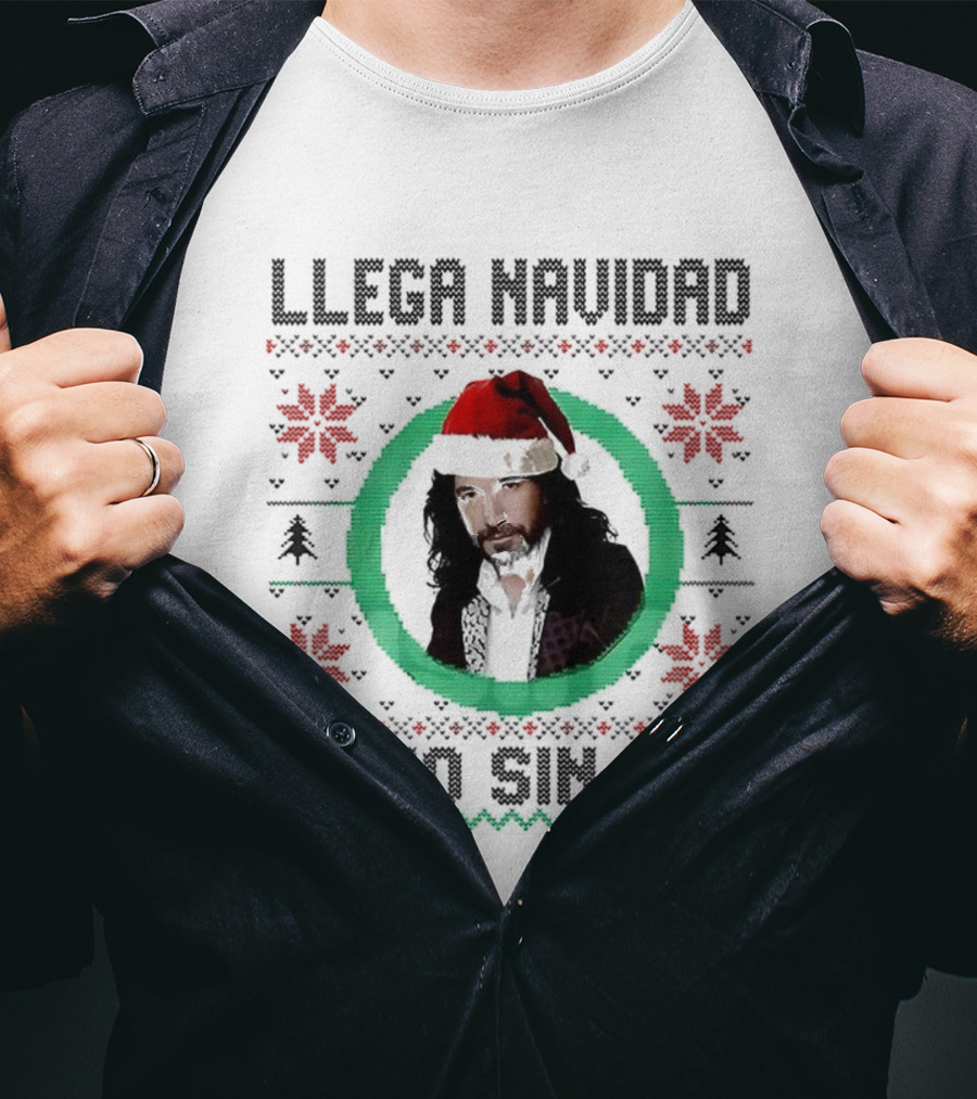 Llega Navidad Y Yo Sin Ti Ugly Christmas Festive Music Lover T-Shirt