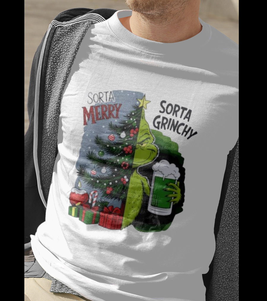 Sorta Merry Sorta Grinchy Christmas Tree Grinch Holiday T-Shirt