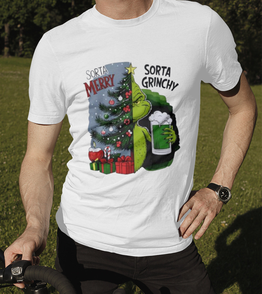 Sorta Merry Sorta Grinchy Christmas Tree Grinch Holiday T-Shirt