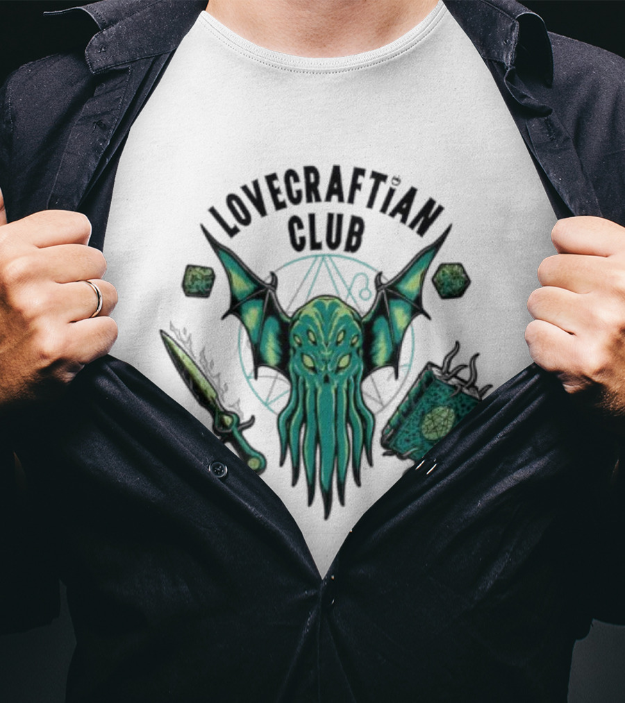 Lovecraftian Club Cthulhu Symbolism And Iconography In Hellfire Style T-Shirt