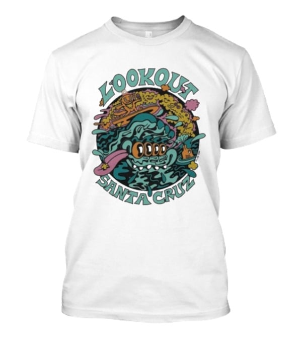 Lookout Santa Cruz Killer Acid Surfing Waves Psychedelic Art T-Shirt