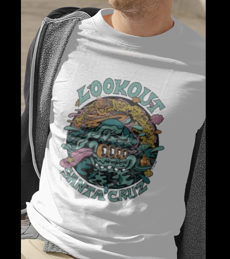 Lookout Santa Cruz Killer Acid Surfing Waves Psychedelic Art T-Shirt