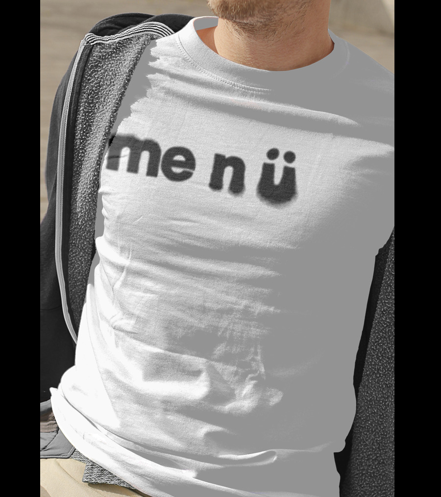 Me N Ü Text Design Black On White T-Shirt