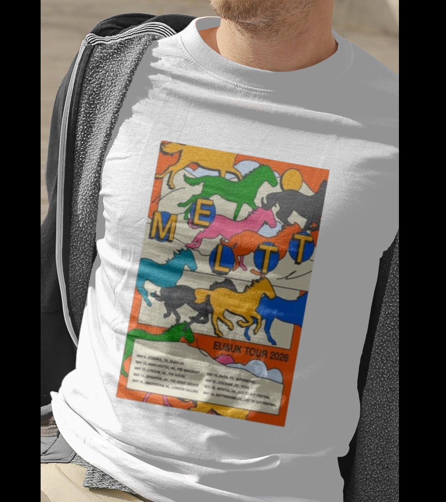 Meltt EU UK Tour 2026 Colorful Running Horses With Dates T-Shirt