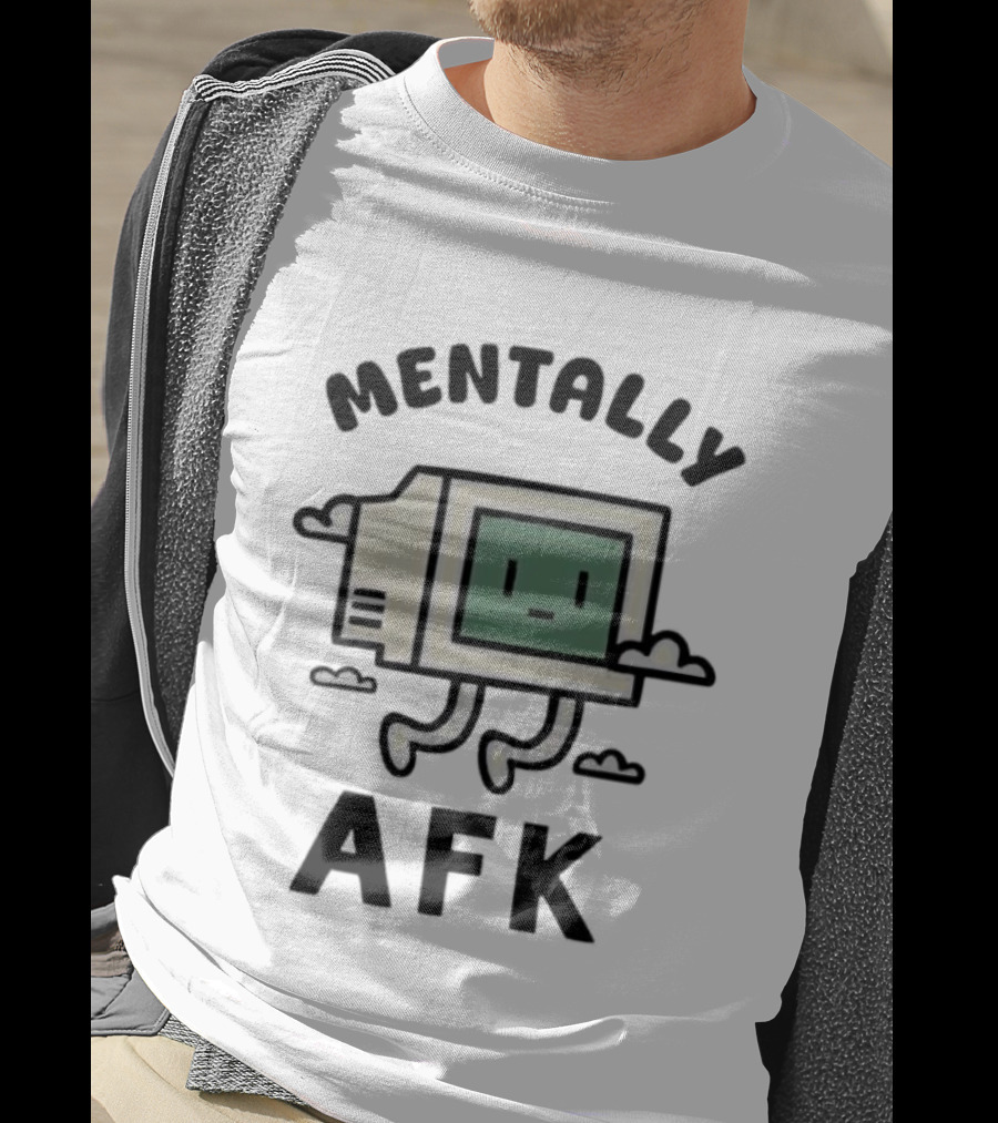 Mentally AFK Cute Floating Computer Face With Legs And Clouds T-Shirt