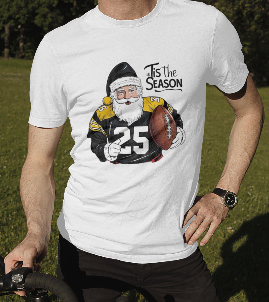 Pittsburgh Steelers Santa Claus Football NFL Tis The Season Merry Christmas T-Shirt