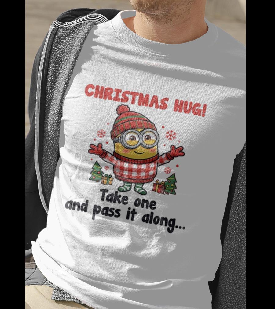 Christmas Hug Minion Santa Take One And Pass It Along T-Shirt