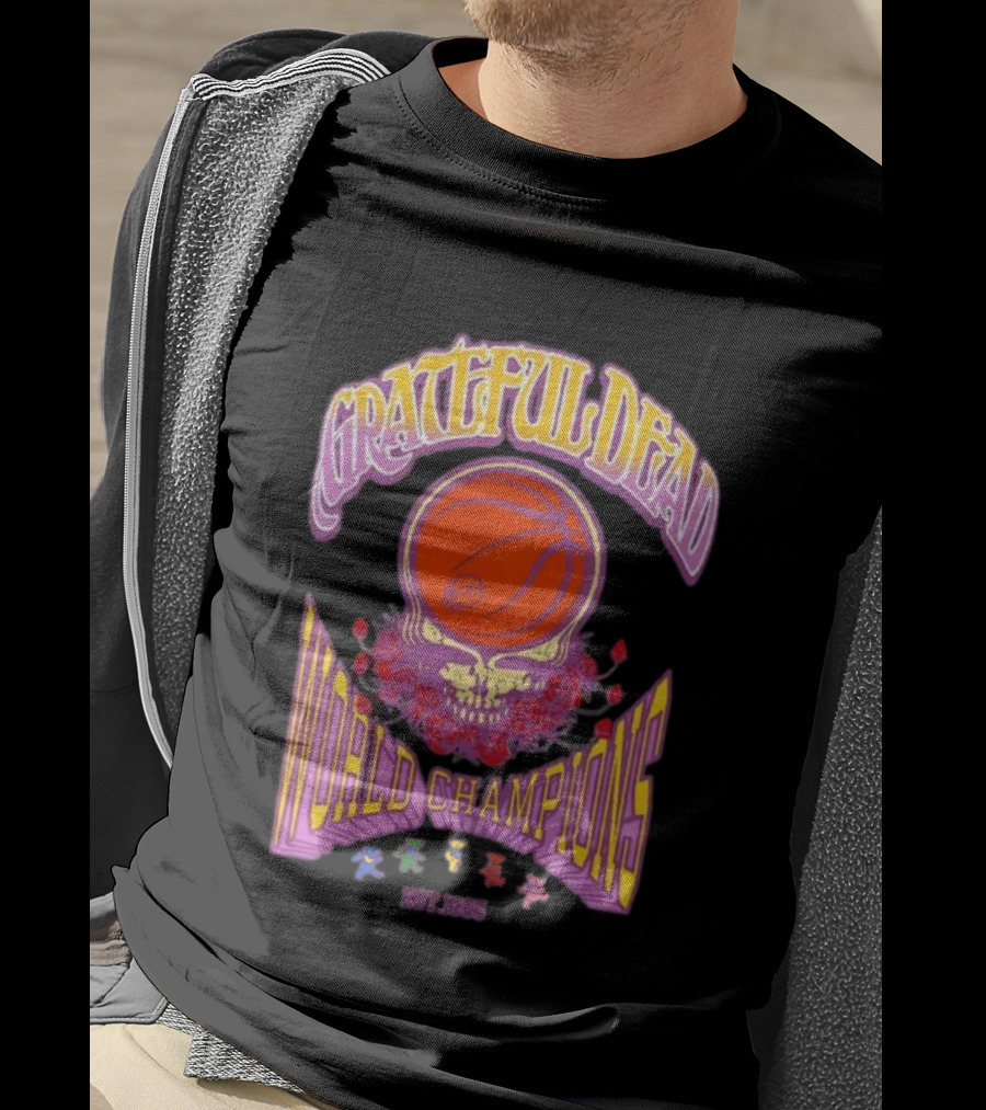 Grateful Dead Basketball Skull Roses World Champions Est 1965 T-Shirt