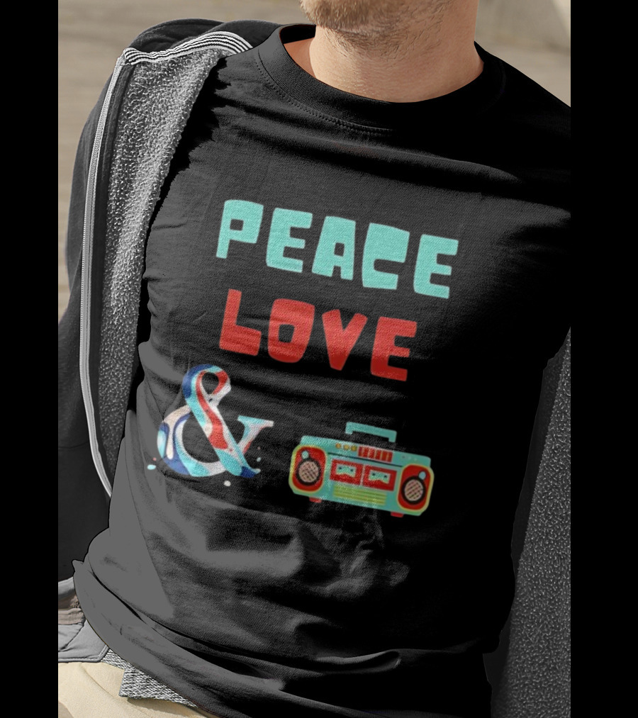 Peace Love Ampersand Retro Boombox T-Shirt