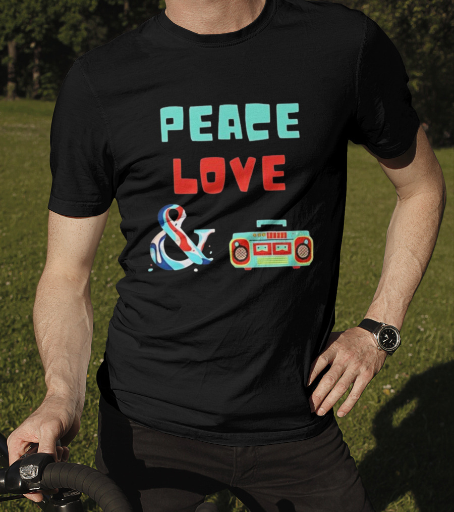 Peace Love Ampersand Retro Boombox T-Shirt