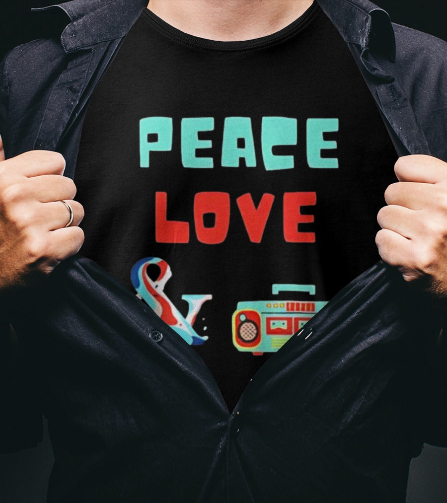Peace Love Ampersand Retro Boombox T-Shirt