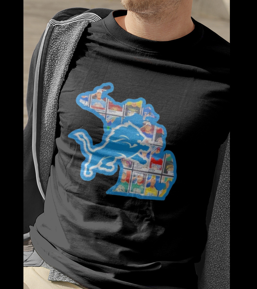 Detroit Lions John Cena Tribute Thank You For Memories Map Design T-Shirt