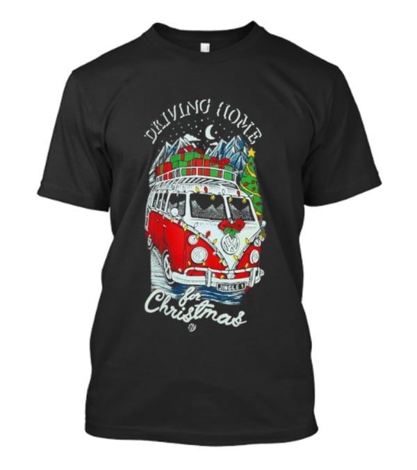 Driving Home For Christmas Van Presents Snowy Mountain Scene T-Shirt