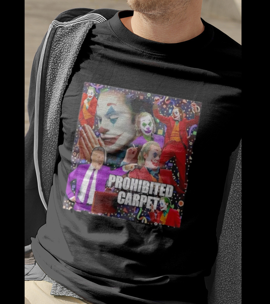 Prohibited Carpet Joker Clown Faces Confetti T-Shirt