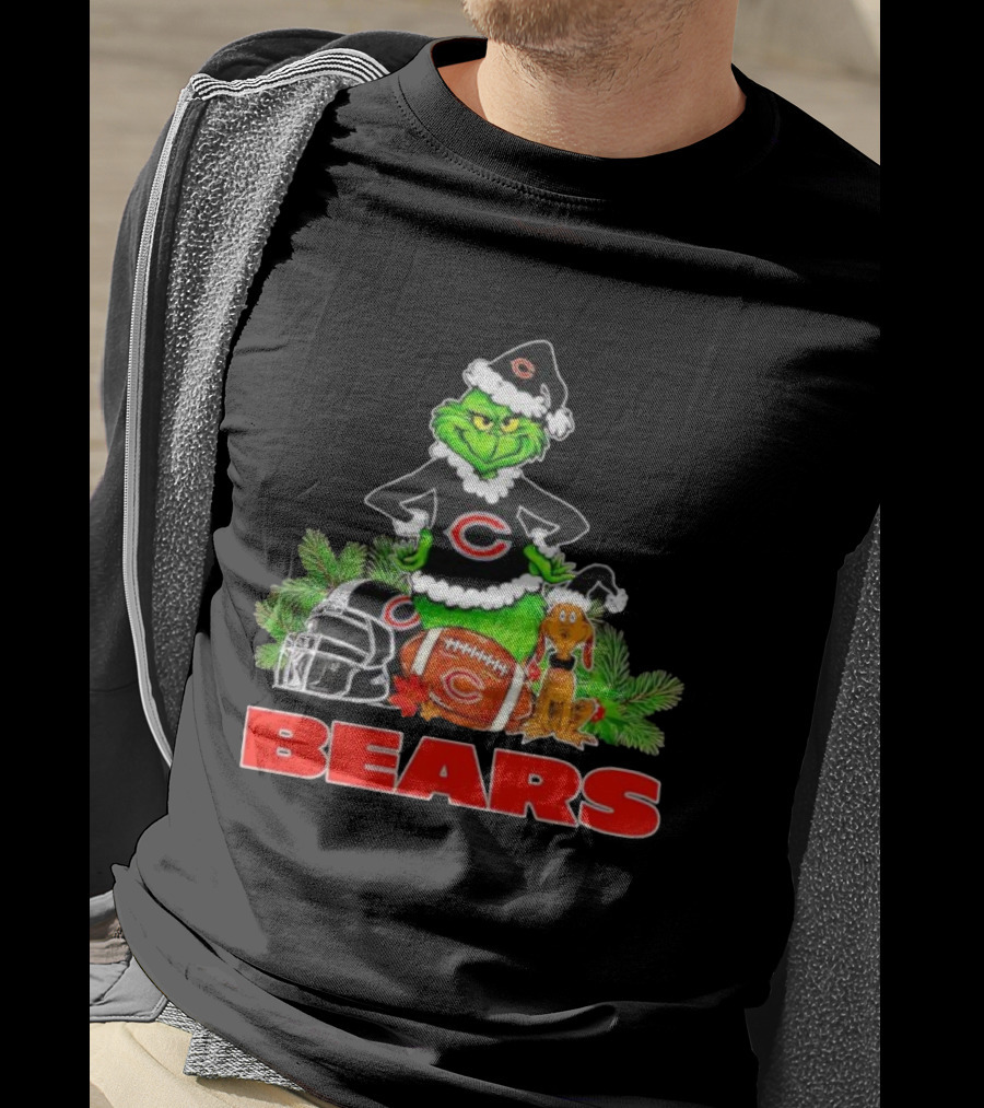 Chicago Bears Christmas Grinch Max Holiday Helmet T-Shirt