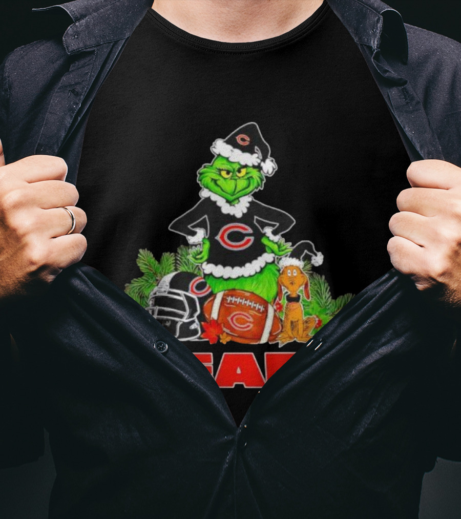 Chicago Bears Christmas Grinch Max Holiday Helmet T-Shirt