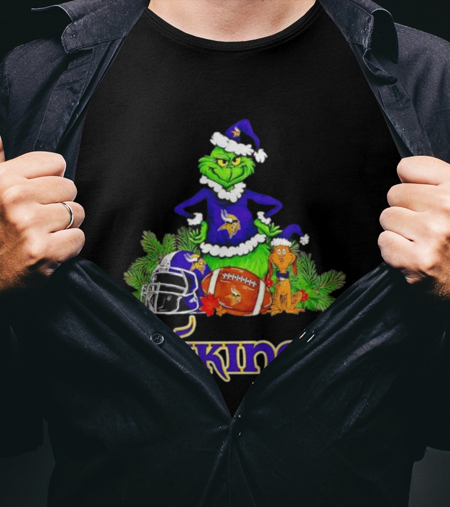 The Grinch Max Christmas Minnesota Vikings Football Helmets T-Shirt