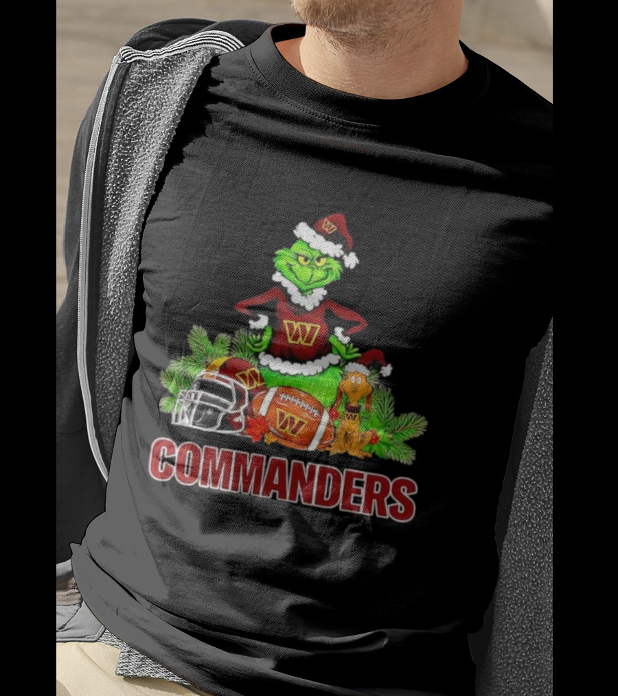 The Grinch And Max Commanders Christmas Football Theme T-Shirt