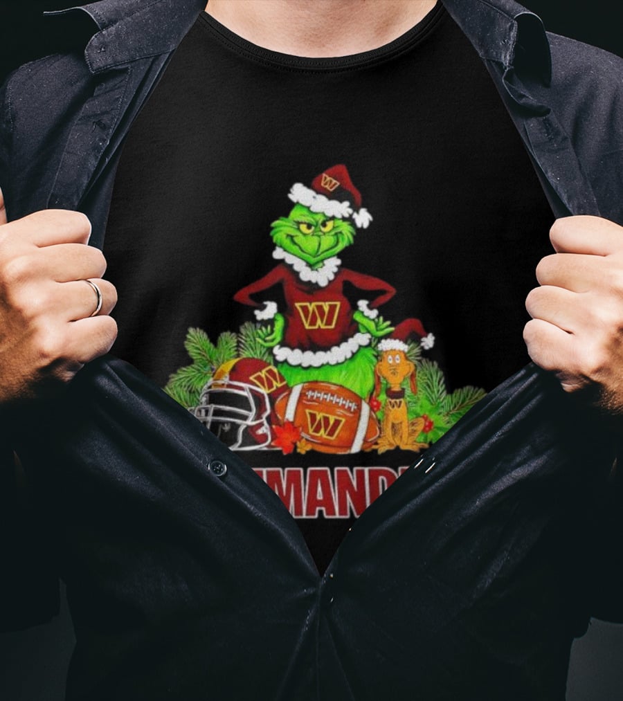 The Grinch And Max Commanders Christmas Football Theme T-Shirt