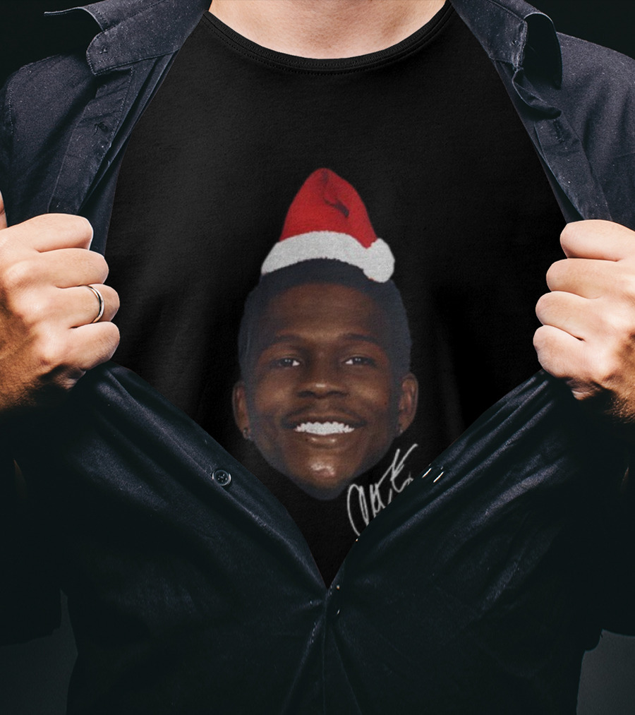 Anthony Edwards Santa Hat Christmas Signature T-Shirt