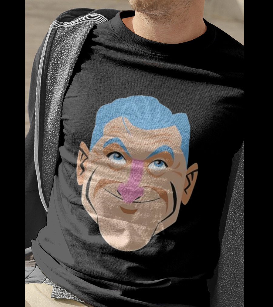 Craig Ferguson Big Head Cartoon Blue Hair Fun Illustration T-Shirt