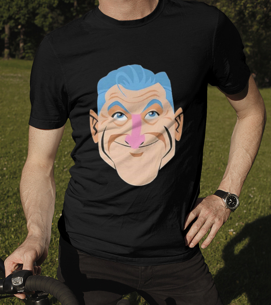 Craig Ferguson Big Head Cartoon Blue Hair Fun Illustration T-Shirt