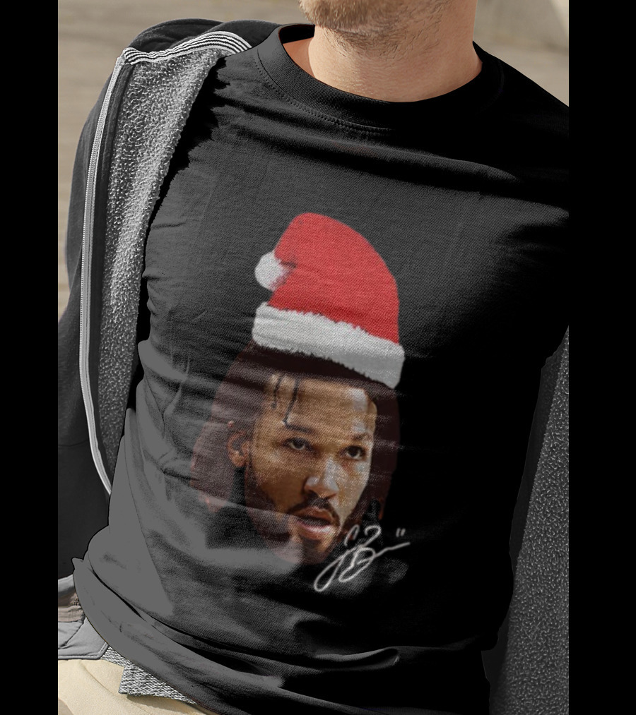 Jalen Brunson Santa Hat Ugly Christmas Signature JB2 T-Shirt