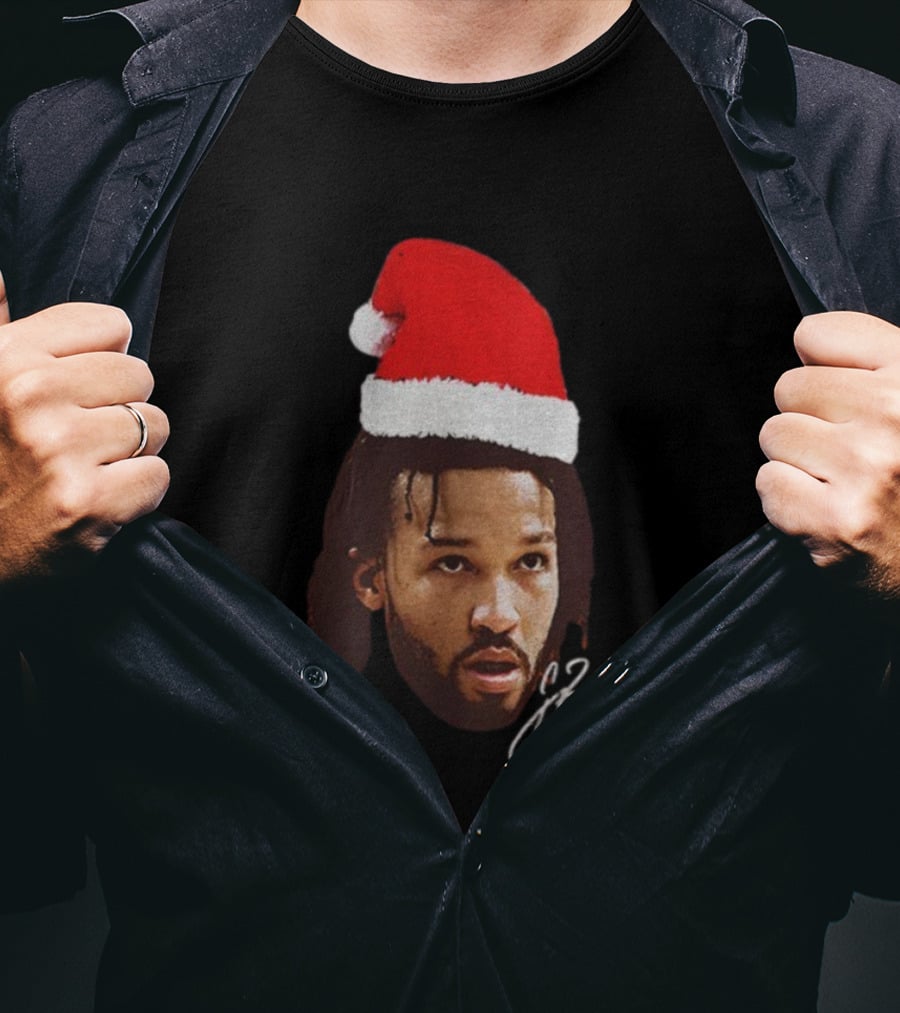 Jalen Brunson Santa Hat Ugly Christmas Signature JB2 T-Shirt