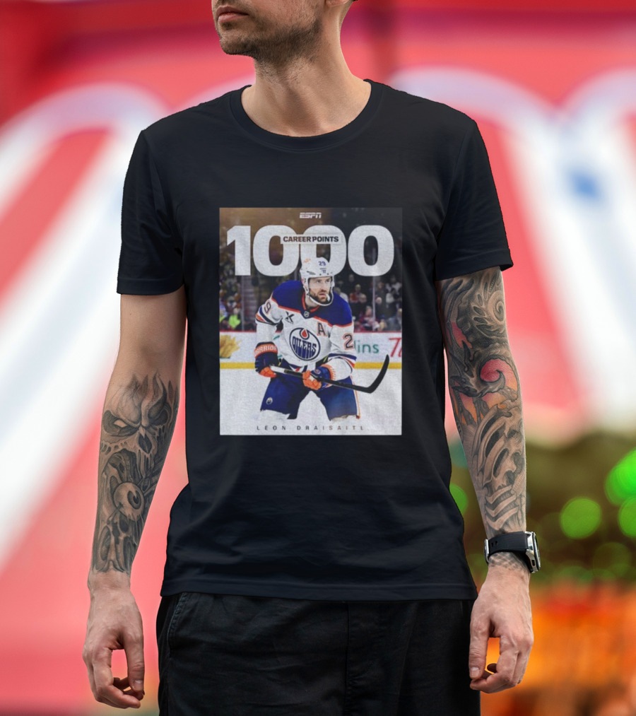 ESPN Leon Draisaitl Career Points 1000 Milestone Edmonton Oilers T-Shirt