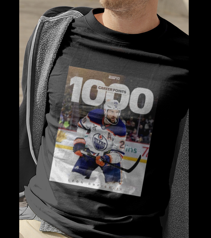 ESPN Leon Draisaitl Career Points 1000 Milestone Edmonton Oilers T-Shirt