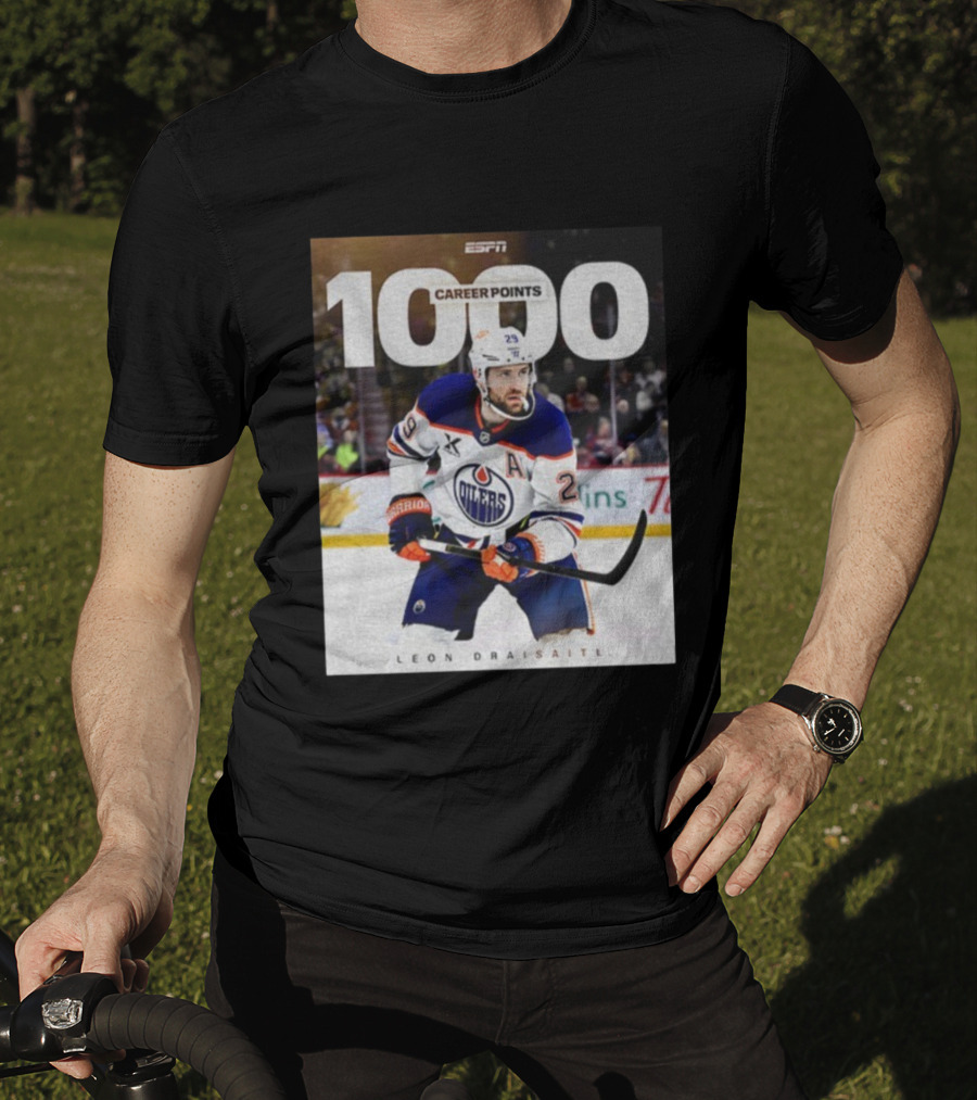 ESPN Leon Draisaitl Career Points 1000 Milestone Edmonton Oilers T-Shirt