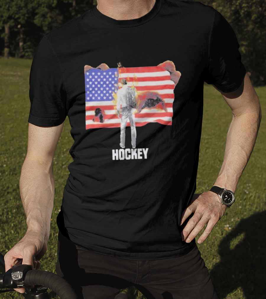 510 Skateboarding Hockey American Flag Burning Man Nobody T-Shirt