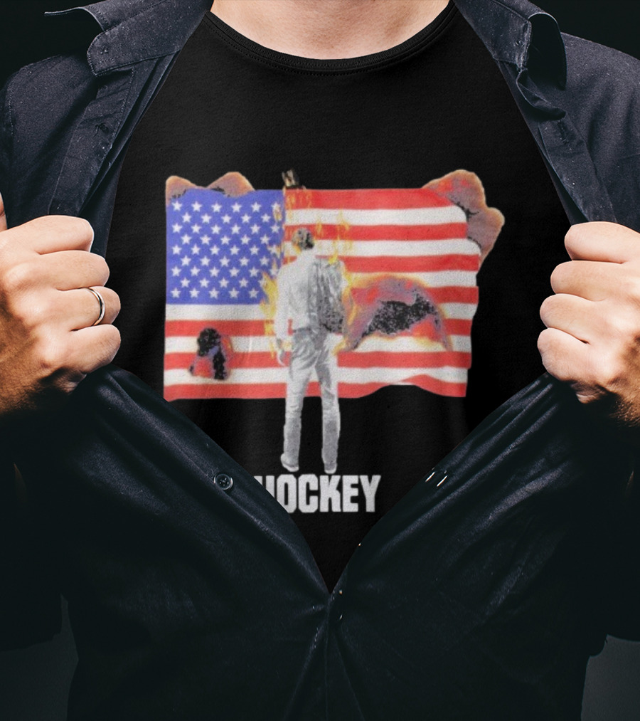 510 Skateboarding Hockey American Flag Burning Man Nobody T-Shirt