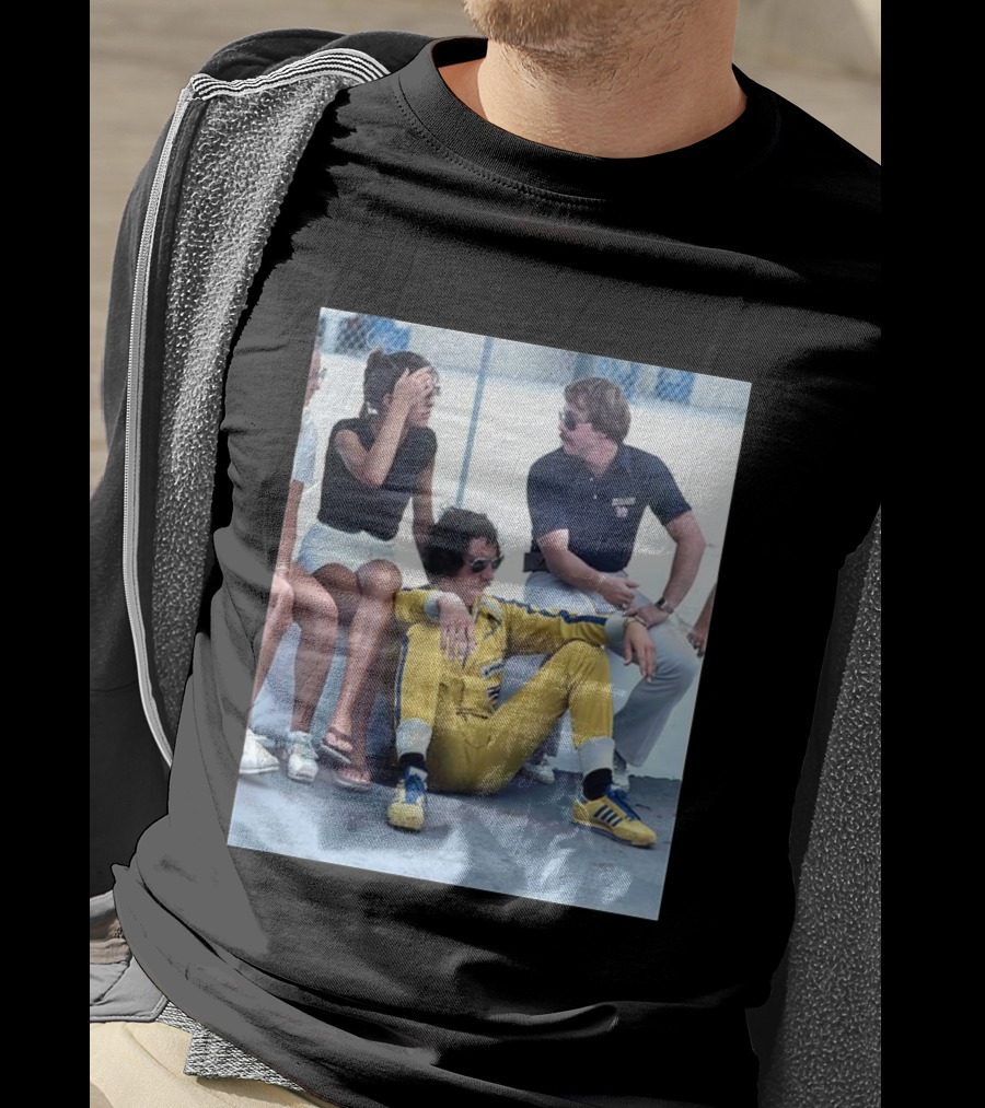 NASCAR Winston Cup Series Retro Dale Earnhardt Pit Road Style Yellow Jumpsuit With Adidas Sneakers T-Shirt