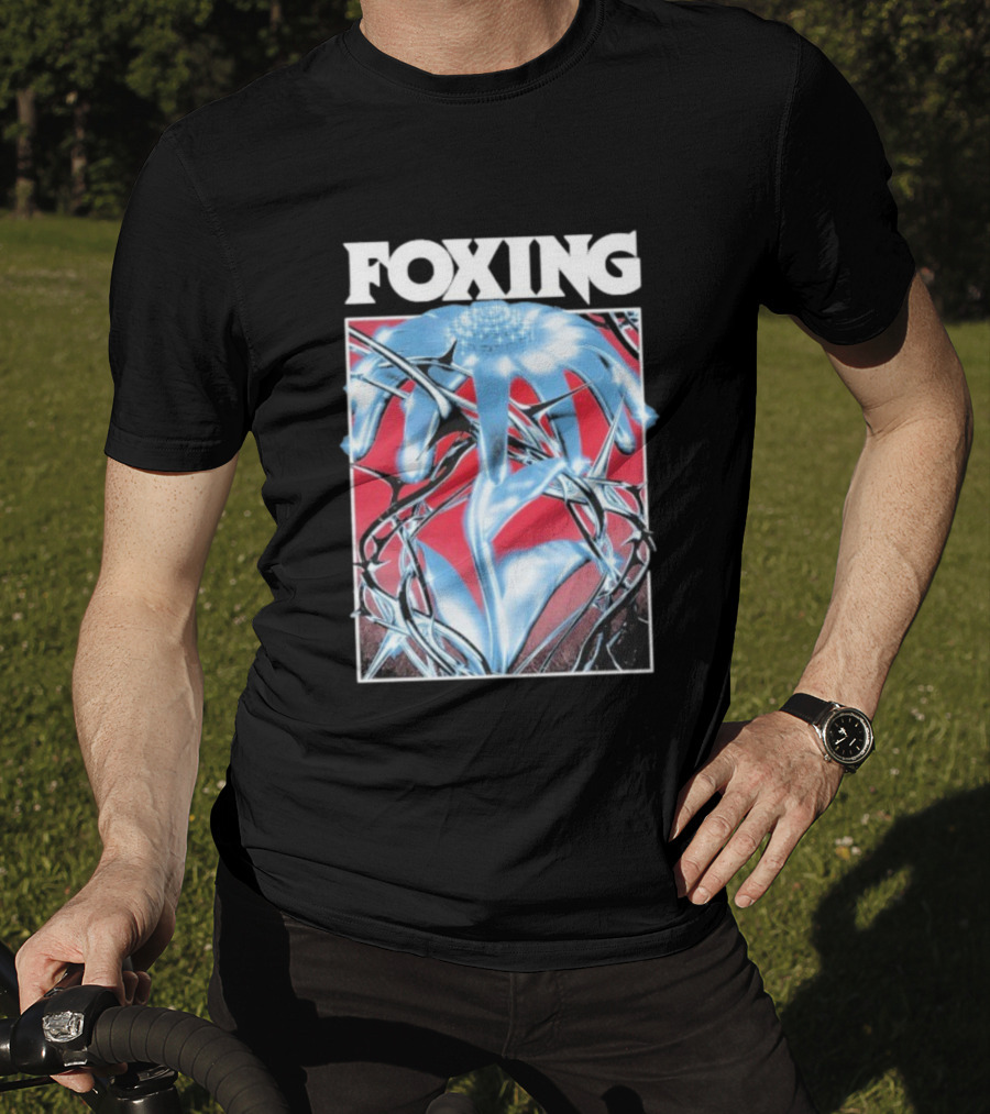 Foxing Chrome Bloom Metallic Floral Art T-Shirt