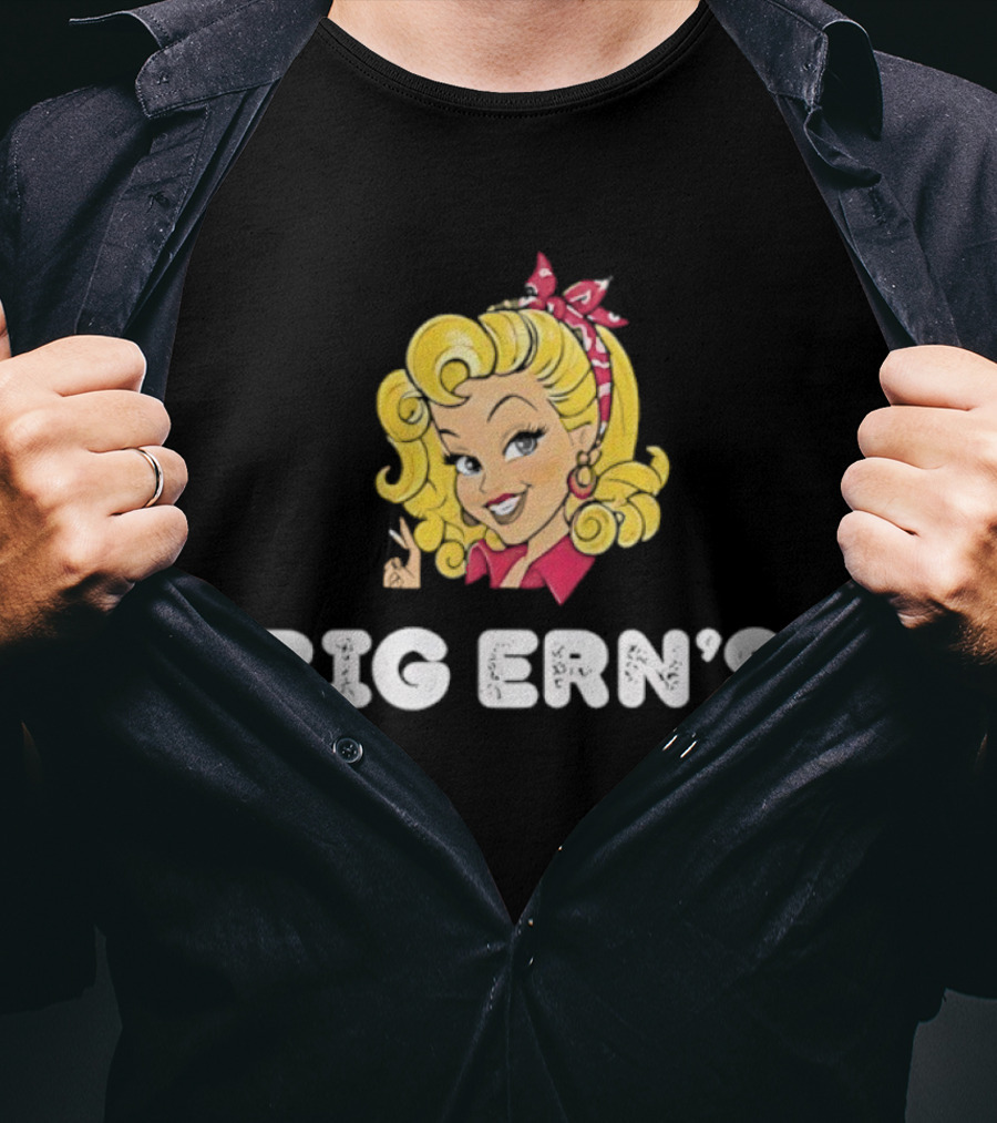 Big Ern's Blonde Pinup Face Retro Vintage Style T-Shirt