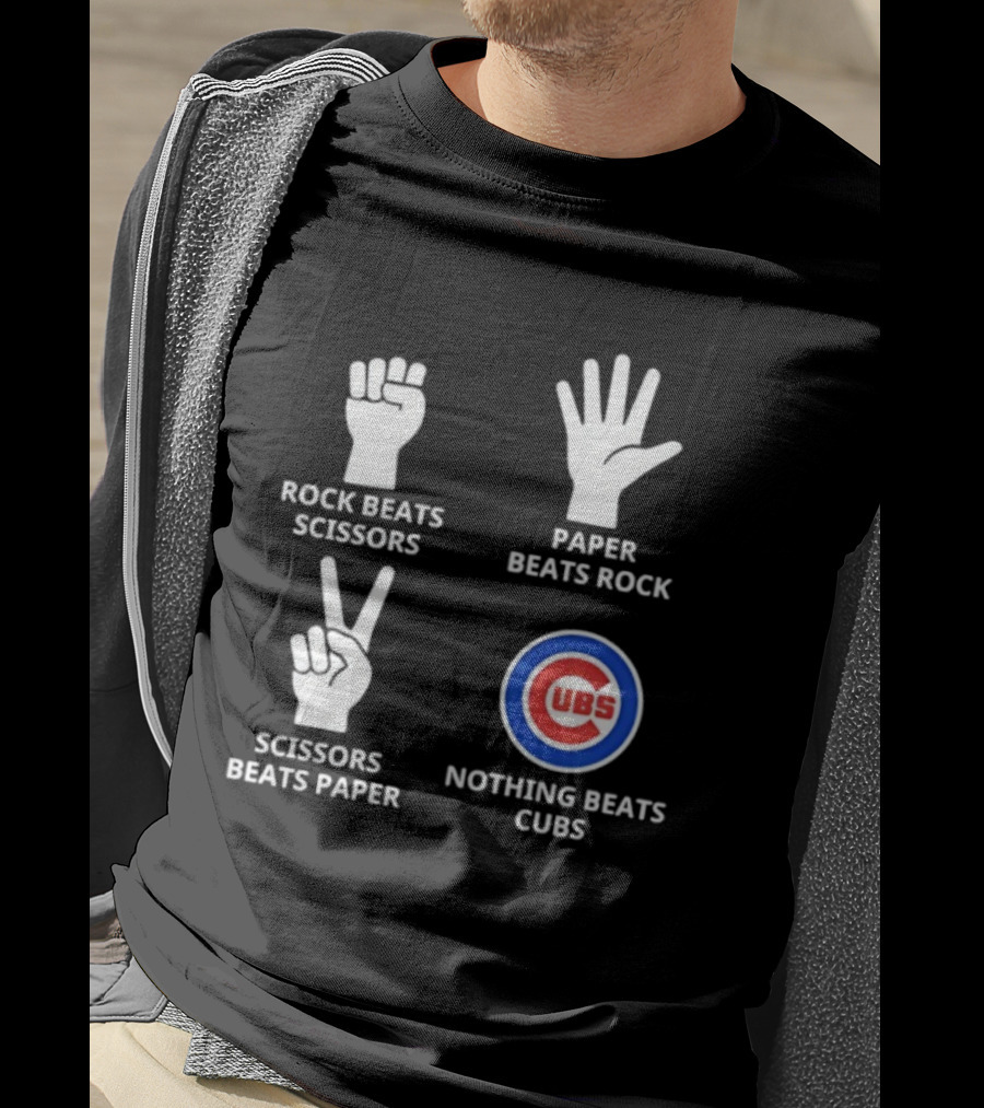 Chicago Cubs Rock Paper Scissors Nothing Beats Cubs T-Shirt